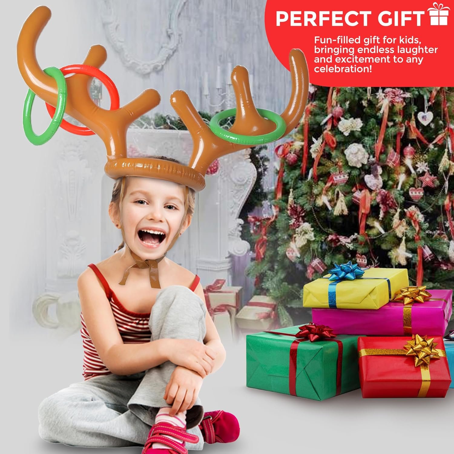 Inflatable Reindeer Antler Ring Toss Game